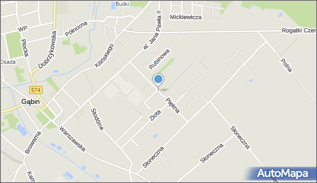 Gąbin powiat płocki, Piękna, mapa Gąbin powiat płocki