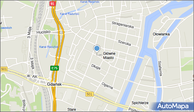 Gdańsk, Piwna, mapa Gdańska