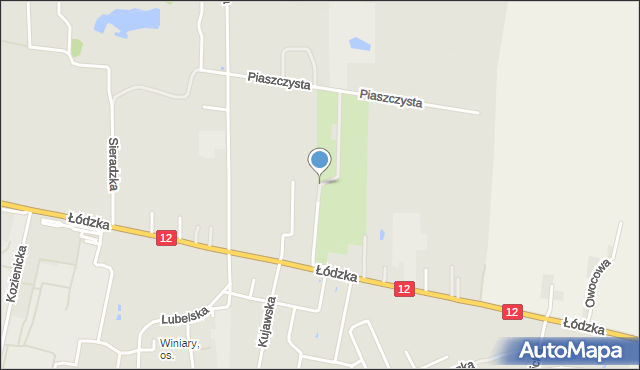 Kalisz, Piaszczysta, mapa Kalisza