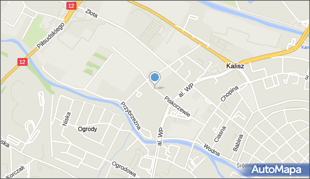 Kalisz, Piskorzewie, mapa Kalisza
