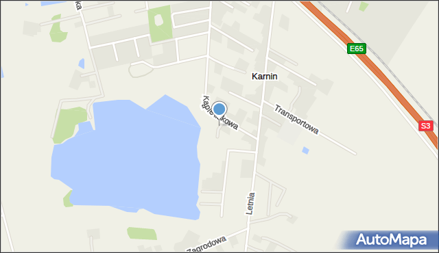 Karnin, Piaskowa, mapa Karnin