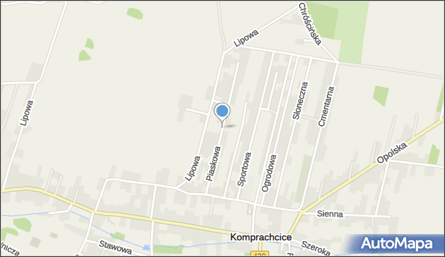 Komprachcice, Piaskowa, mapa Komprachcice