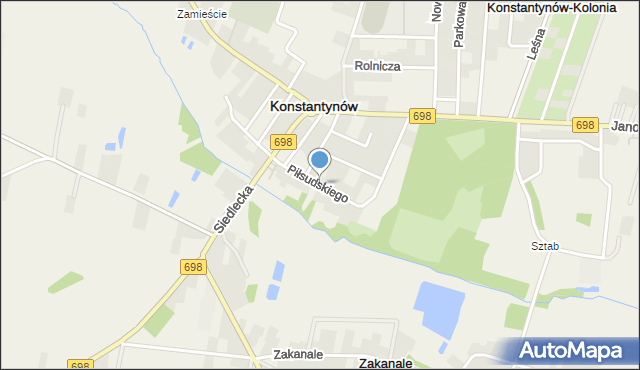 Konstantynów powiat bialski, Piłsudskiego Józefa, marsz., mapa Konstantynów powiat bialski