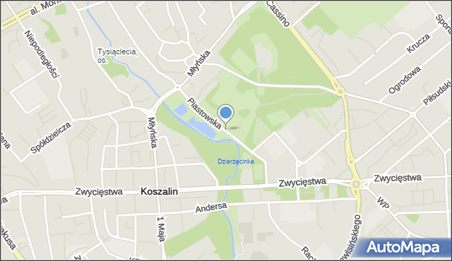 Koszalin, Piastowska, mapa Koszalina