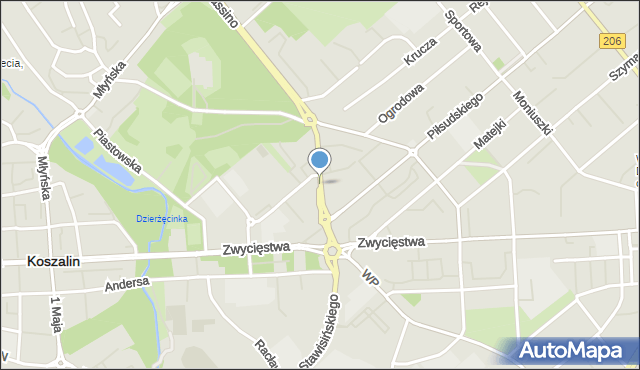 Koszalin, Pileckiego Witolda, rtm., mapa Koszalina