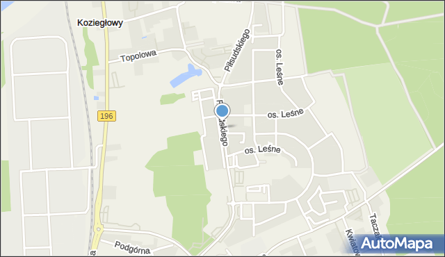 Koziegłowy gmina Czerwonak, Piłsudskiego Józefa, marsz., mapa Koziegłowy gmina Czerwonak