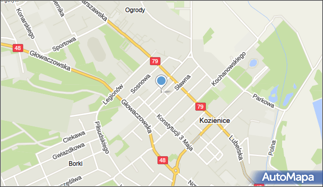 Kozienice, Piękna, mapa Kozienice