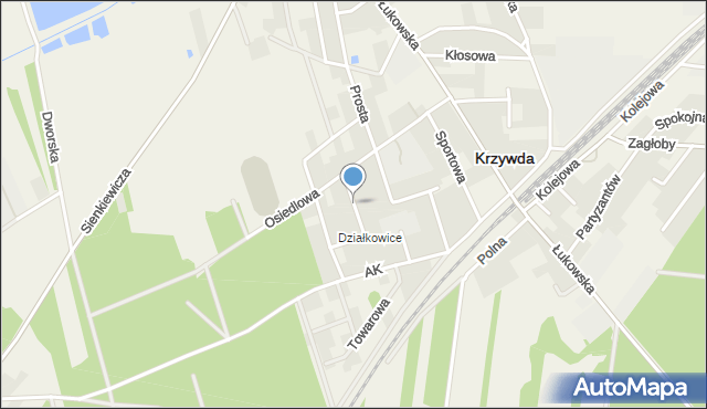 Krzywda powiat łukowski, Piękna, mapa Krzywda powiat łukowski
