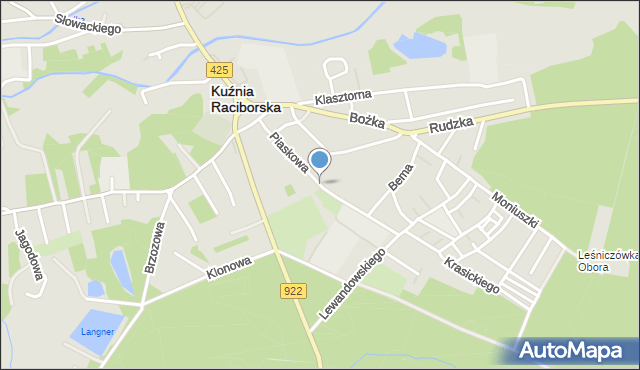 Kuźnia Raciborska, Piaskowa, mapa Kuźnia Raciborska