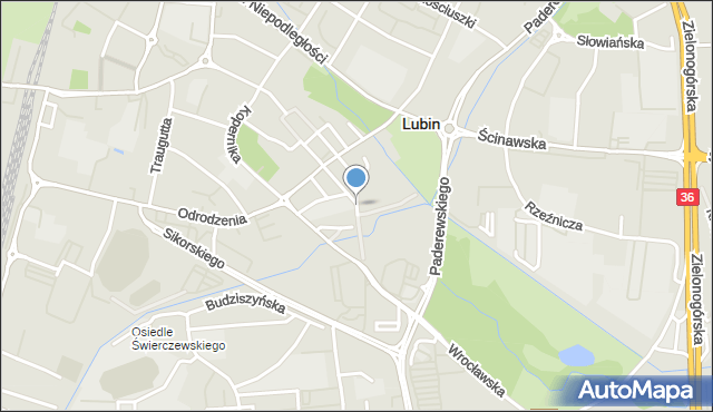 Lubin, Piastowska, mapa Lubin