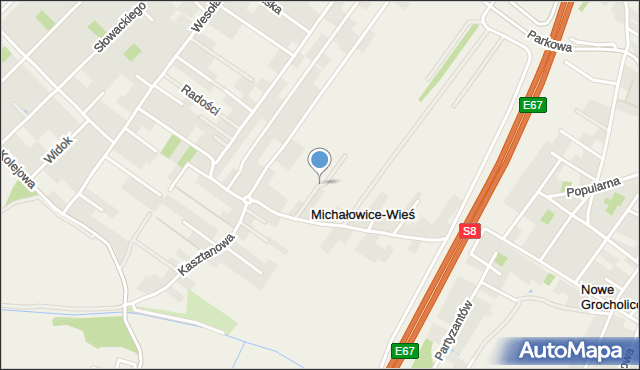 Michałowice-Wieś, Pistacjowa, mapa Michałowice-Wieś