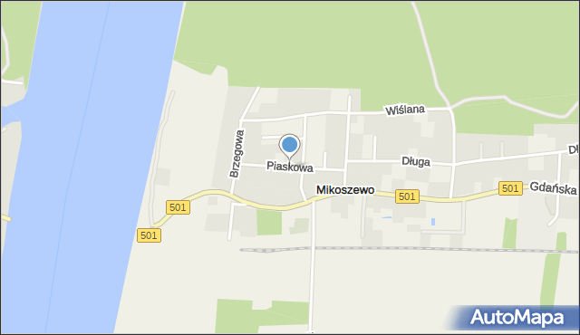 Mikoszewo, Piaskowa, mapa Mikoszewo