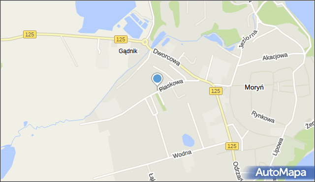 Moryń, Piaskowa, mapa Moryń