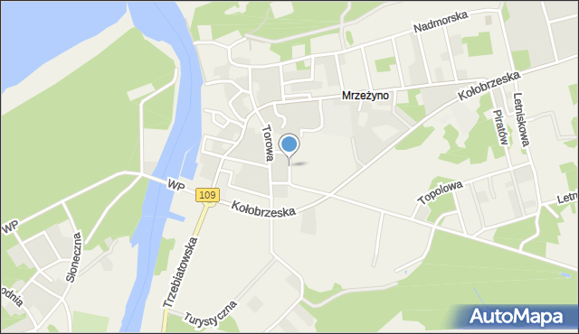 Mrzeżyno, Piaskowa, mapa Mrzeżyno