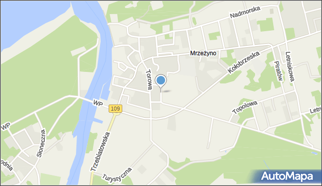 Mrzeżyno, Piaskowa, mapa Mrzeżyno