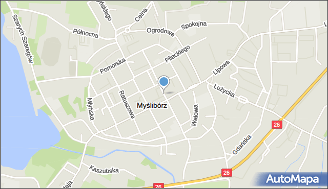 Myślibórz, Pionierów, mapa Myślibórz