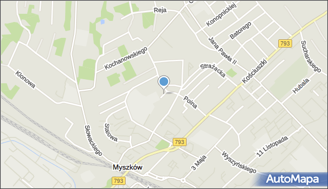 Myszków, Piaskowa, mapa Myszków