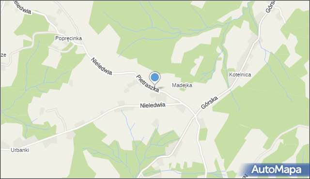 Nieledwia, Pietraszka, mapa Nieledwia