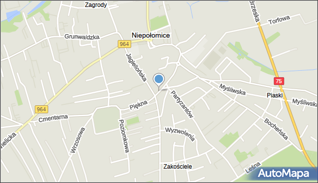 Niepołomice, Piękna, mapa Niepołomice