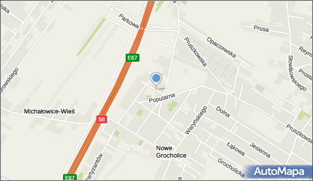 Nowe Grocholice, Piastowska, mapa Nowe Grocholice