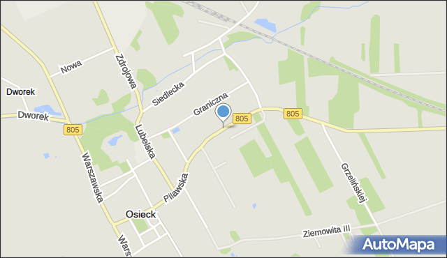 Osieck, Pilawska, mapa Osieck