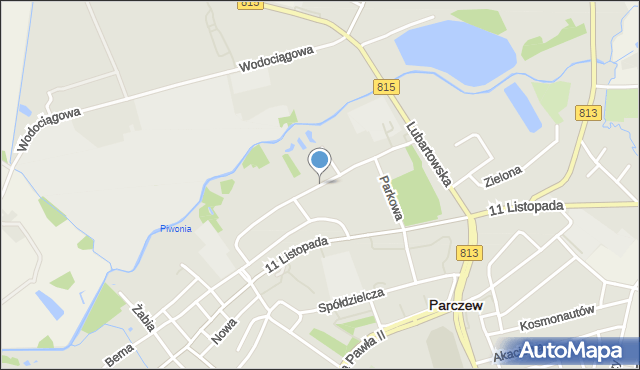 Parczew, Piwonia, mapa Parczew