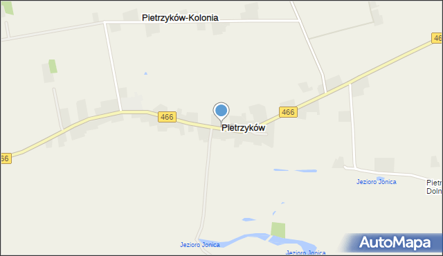 Pietrzyków gmina Pyzdry, Pietrzyków, mapa Pietrzyków gmina Pyzdry