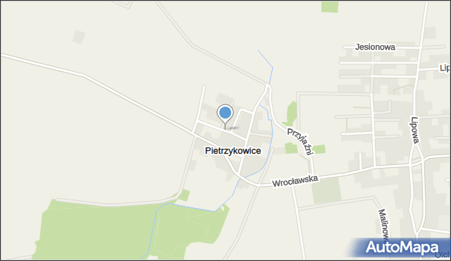Pietrzykowice gmina Długołęka, Pietrzykowice, mapa Pietrzykowice gmina Długołęka