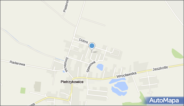 Pietrzykowice gmina Kąty Wrocławskie, Piękna, mapa Pietrzykowice gmina Kąty Wrocławskie