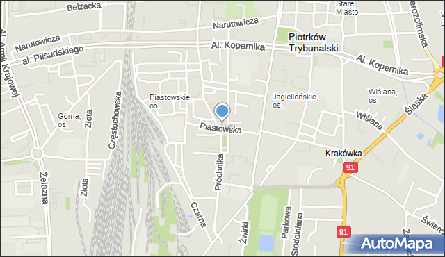 Piotrków Trybunalski, Piastowska, mapa Piotrków Trybunalski