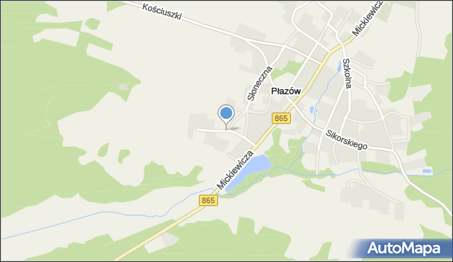 Płazów, Piaskowa, mapa Płazów