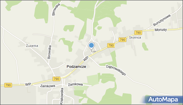 Podzamcze gmina Ogrodzieniec, Piaskowa, mapa Podzamcze gmina Ogrodzieniec