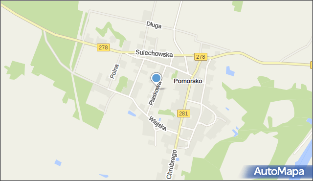 Pomorsko, Piaskowa, mapa Pomorsko