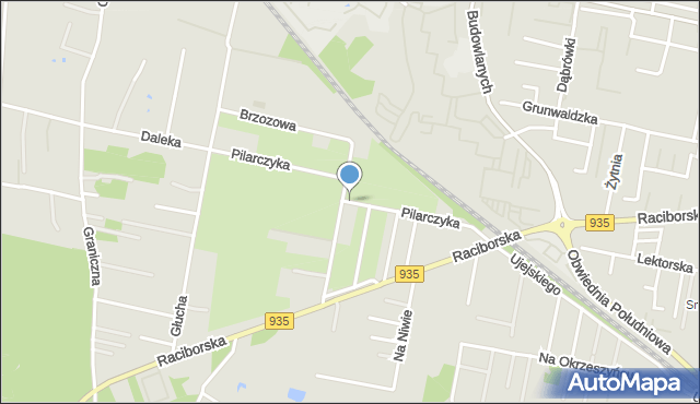 Rybnik, Pilarczyka Franciszka, mapa Rybnika