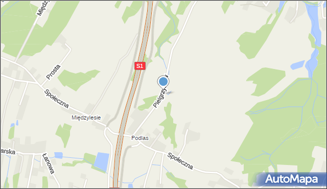 Stara Wieś gmina Wilamowice, Pielgrzymów, mapa Stara Wieś gmina Wilamowice