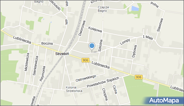 Strzebiń, Piaskowa, mapa Strzebiń