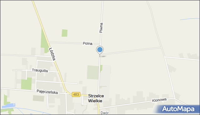 Strzelce Wielkie powiat pajęczański, Piwna, mapa Strzelce Wielkie powiat pajęczański