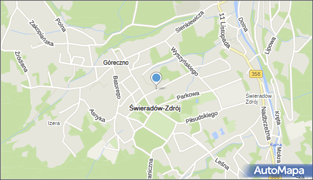 Świeradów-Zdrój, Piastowska, mapa Świeradów-Zdrój