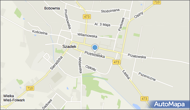 Szadek powiat zduńskowolski, Piotrkowska, mapa Szadek powiat zduńskowolski