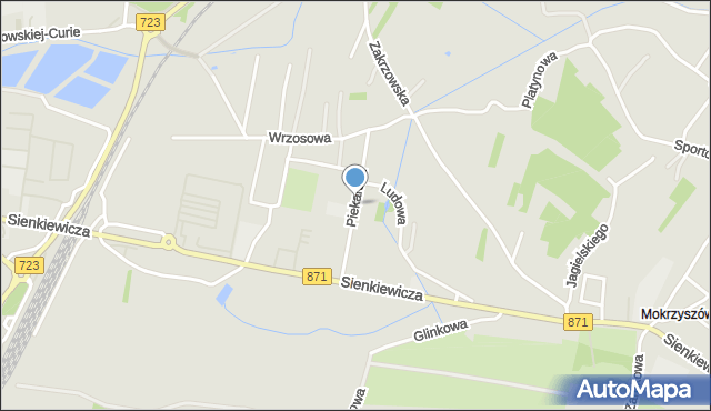 Tarnobrzeg, Piekarska, mapa Tarnobrzegu