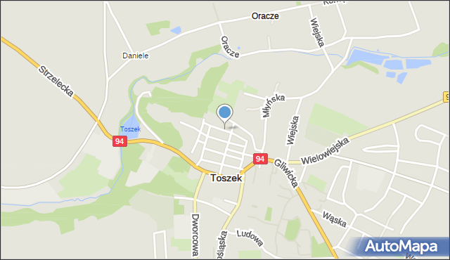 Toszek, Piastowska, mapa Toszek