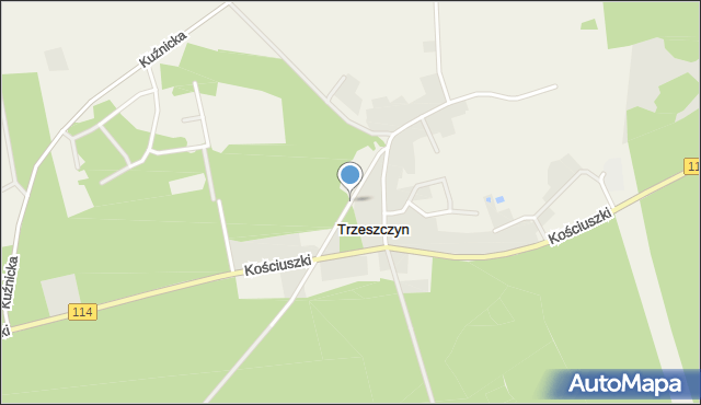 Trzeszczyn, Piaskowa, mapa Trzeszczyn