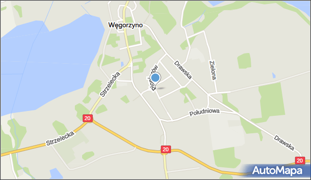 Węgorzyno, Pionierów, mapa Węgorzyno