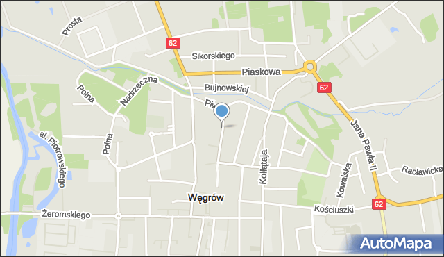 Węgrów, Piwna, mapa Węgrów