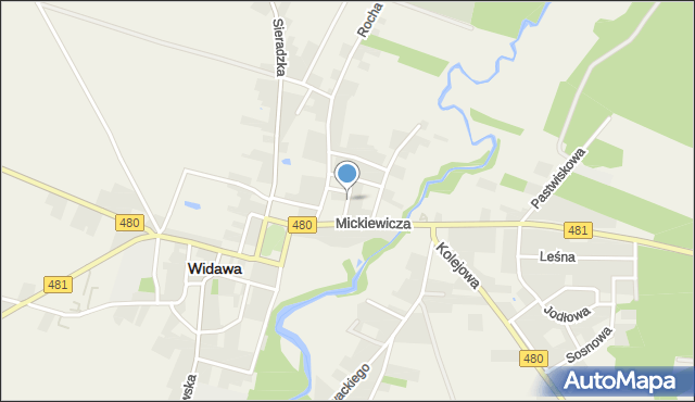 Widawa powiat łaski, Piłsudskiego Józefa, marsz., mapa Widawa powiat łaski