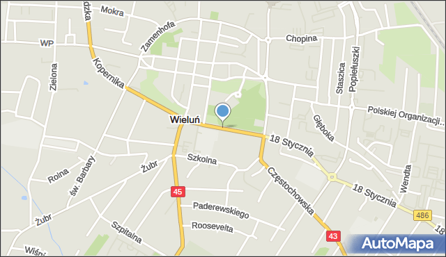 Wieluń, Piłsudskiego Józefa, marsz., mapa Wieluń