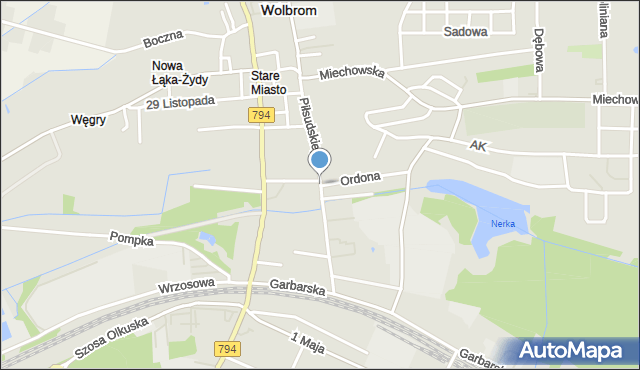 Wolbrom, Piłsudskiego Józefa, marsz., mapa Wolbrom