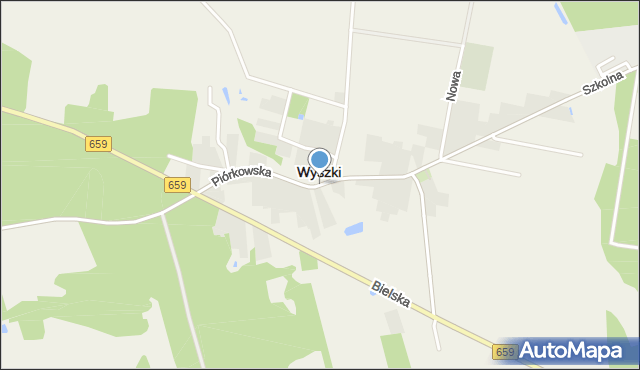 Wyszki powiat bielski, Piórkowska, mapa Wyszki powiat bielski