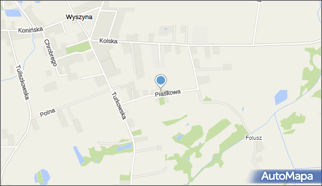 Wyszyna gmina Władysławów, Piaskowa, mapa Wyszyna gmina Władysławów