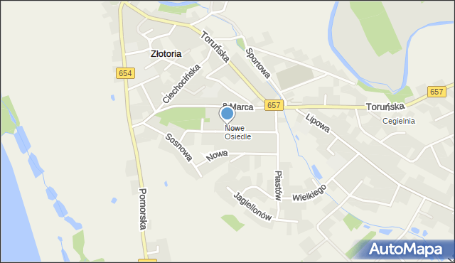 Złotoria gmina Lubicz, Piaskowa, mapa Złotoria gmina Lubicz